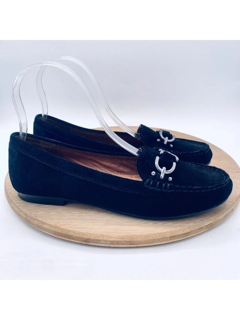 Donald Pliner Shoes Womens 9 N Black Suede Slip On Driving Loafers Horsebit